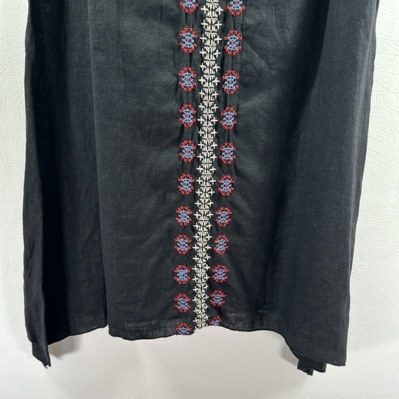 JW Los Angeles Johnny Was 100% Linen Embroidered Black Dress, S - Picture 5 of 9